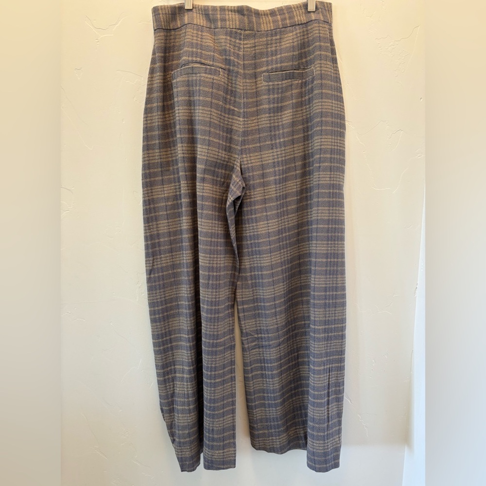 NWT Free People Tegan Wide Leg Plaid Pants in Gray Size 12 - Picture 5 of 5